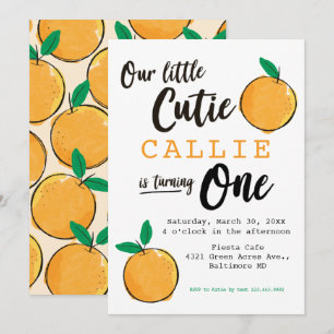 Petite Cutie Orange Première Invitation Anniversai