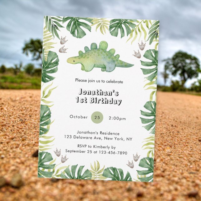 Petite Dinosaure 1er Anniversaire Invitations (Créateur téléchargé)