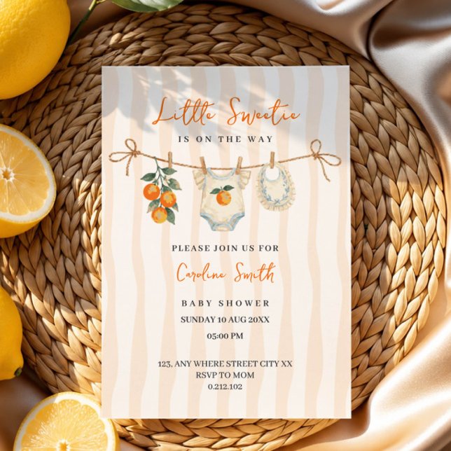 petite douce orange invitation de baby shower mign (Créateur téléchargé)
