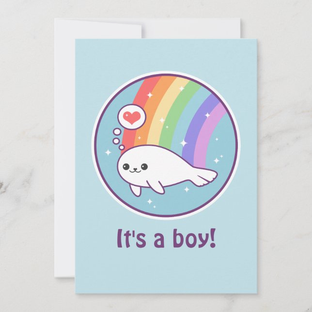 Petite douche pour bébés au phoque Invitations pou (Devant)