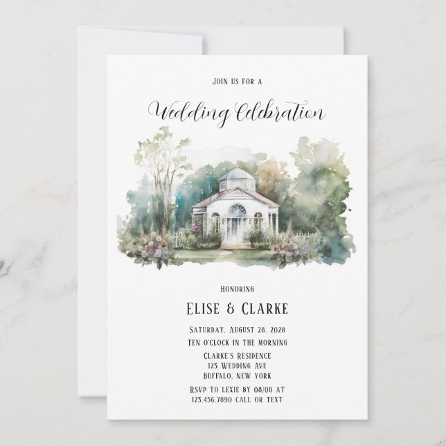 Petite Église Blanche Et Faire-part de mariage Flo (Devant)