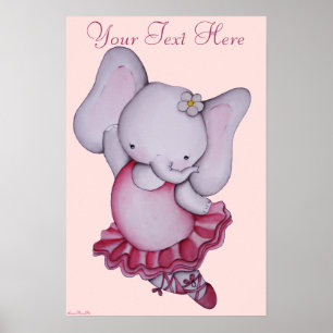 Petite éléphante ballerine affiche pour enfants