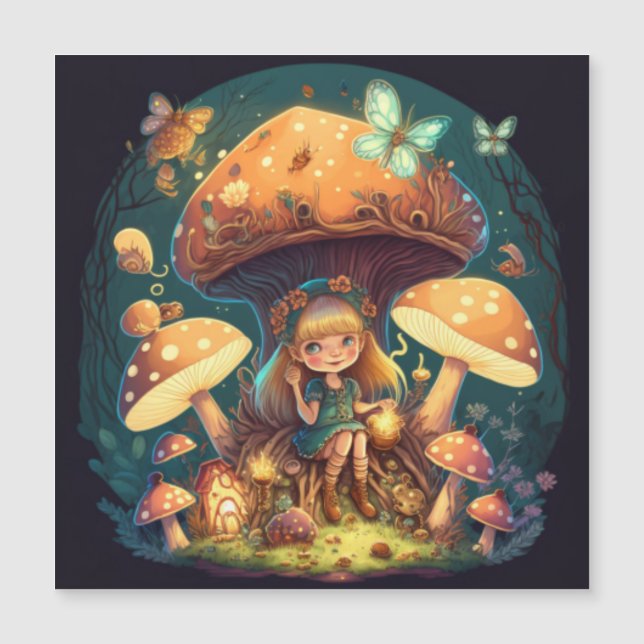 Petite elve de fille parmi les champignons (Devant)