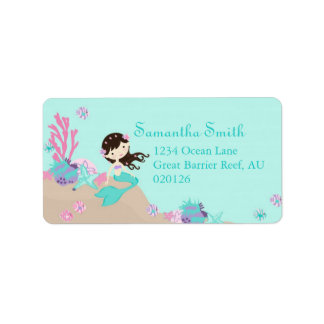 Petite Étiquette de adresse de sirène Brunette