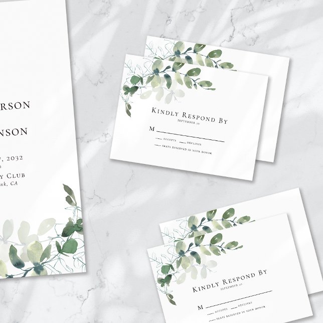 Petite Eucalyptus Greenery Wedding Carte RSVP (Créateur téléchargé)