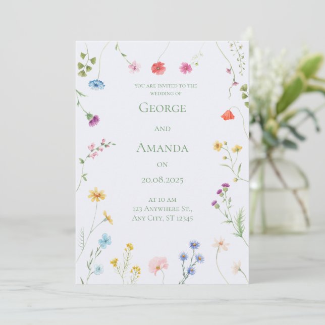 Petite Faire-part de mariage florale pour élégant (Debout devant)