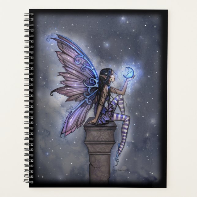 Petite Fée de la Lune Bleue Illustration d'Art Fan (Devant)