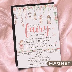 Petite fée enchantée Baby shower rose Invitation