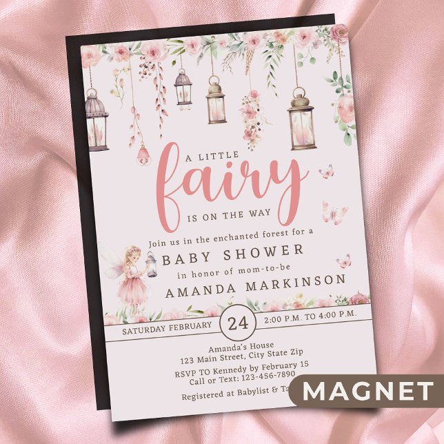 Petite fée enchantée Baby shower rose Invitation (Créateur téléchargé)