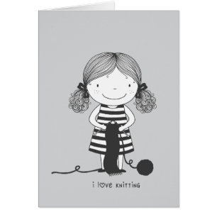 Petite Fille Adorable qui Tricote I Love Knitting