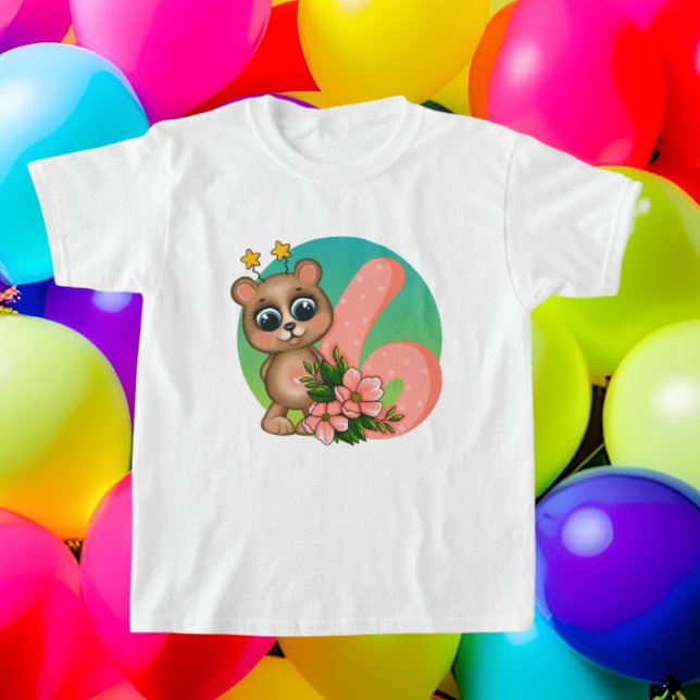 petite fille âge six anniversaire ours T-shirt (Créateur téléchargé)