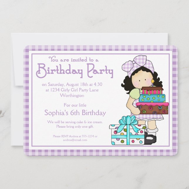 Petite fille Anniversaire Fête Invitation Pays Fil (Devant)