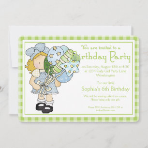 Petite fille Anniversaire Fête Invitation Pays Fil