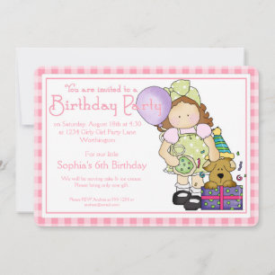 Petite fille Anniversaire Fête Invitation Pays Fil