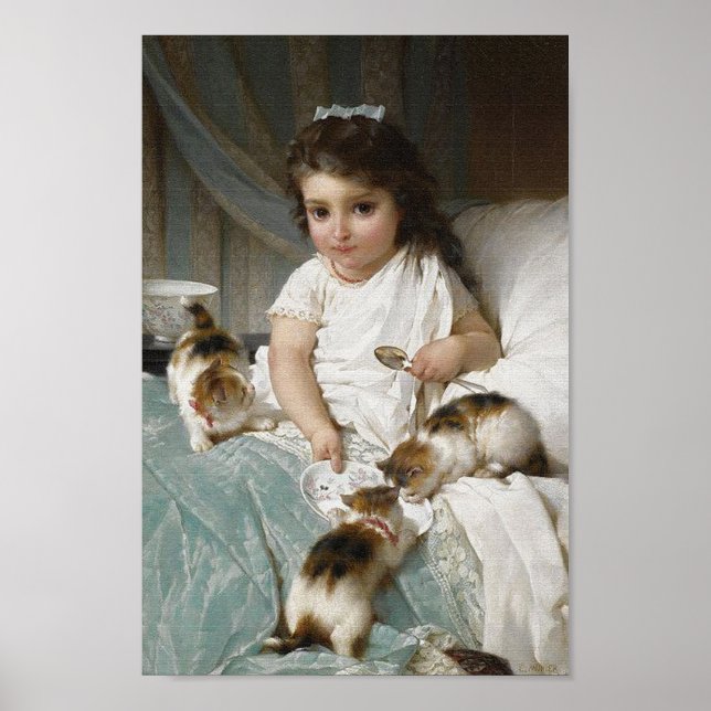Petite fille avec chatons Poster vintage (Devant)