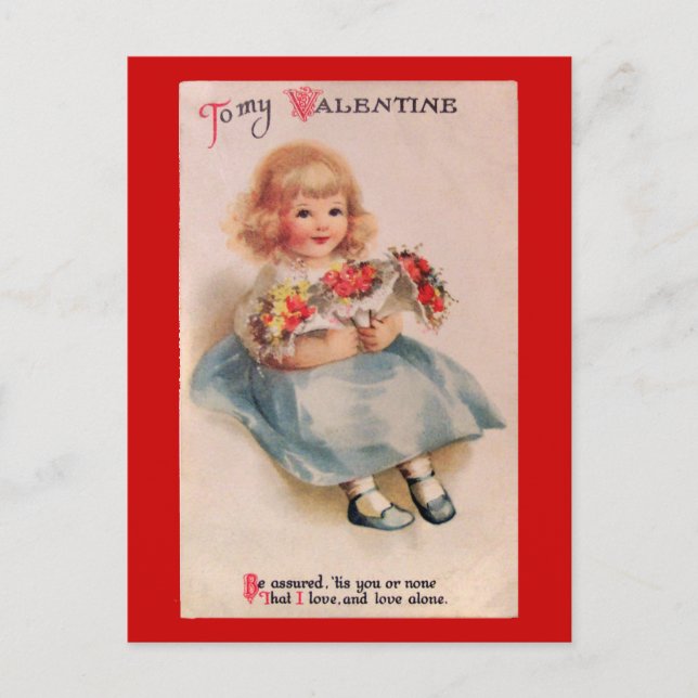 Petite fille avec la carte postale vintage de (Devant)