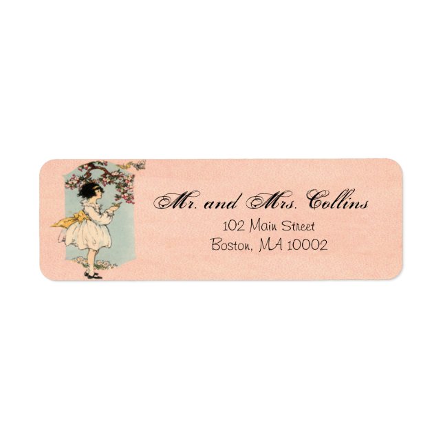 Petite fille avec papillons Étiquettes (Devant)
