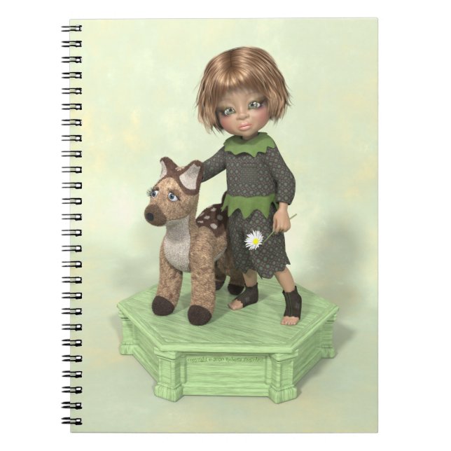 Petite fille avec un faon en peluche cahier (Devant)