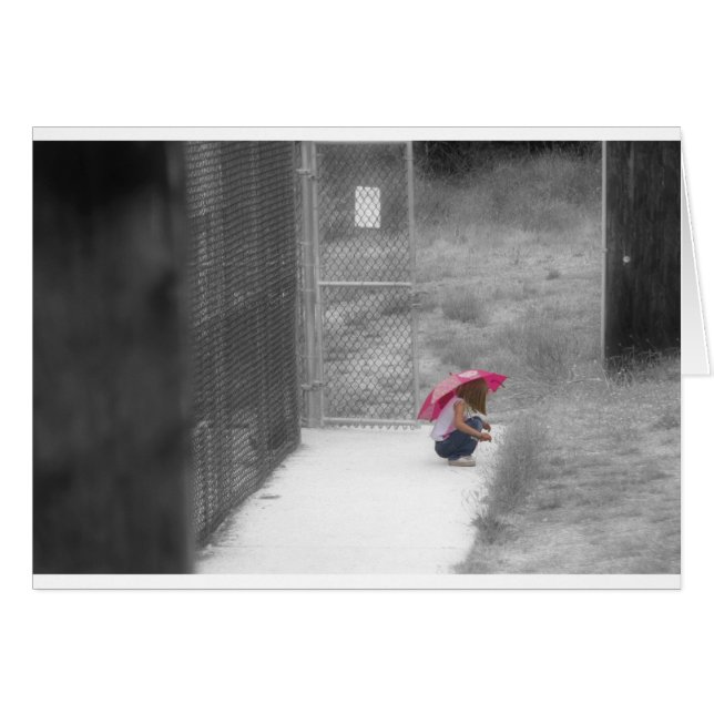 Petite fille avec un parapluie rose II (Devant horizontal)