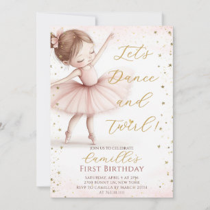Petite fille Ballerina anniversaire Invitation