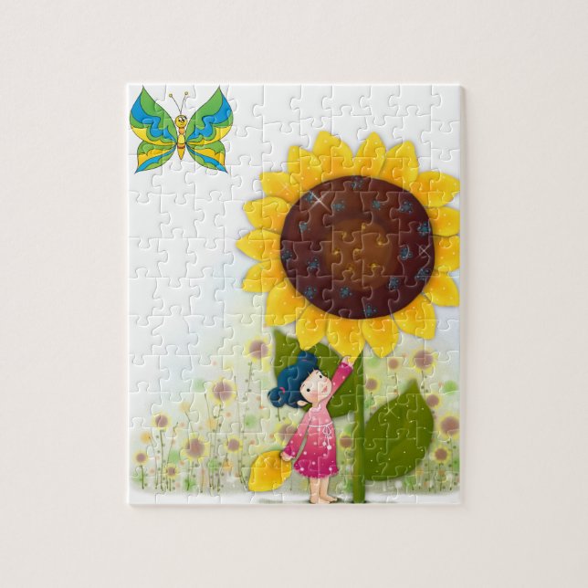 Petite fille Big Sunflower Puzzle (Vertical)
