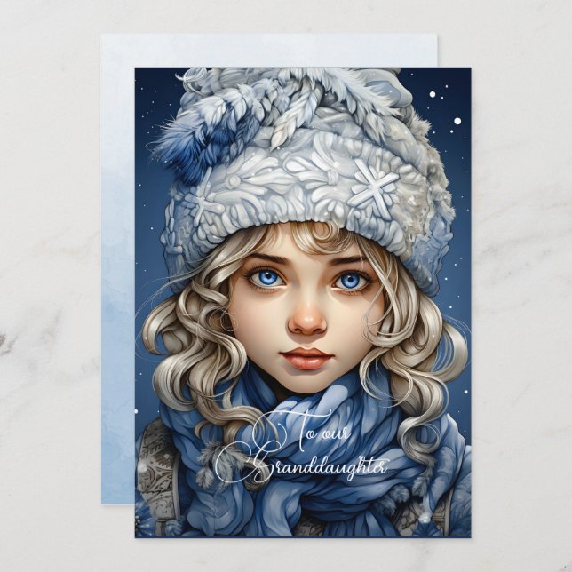 Petite-fille Blonde Haired Fille voeux de Noël (Devant / Derrière)