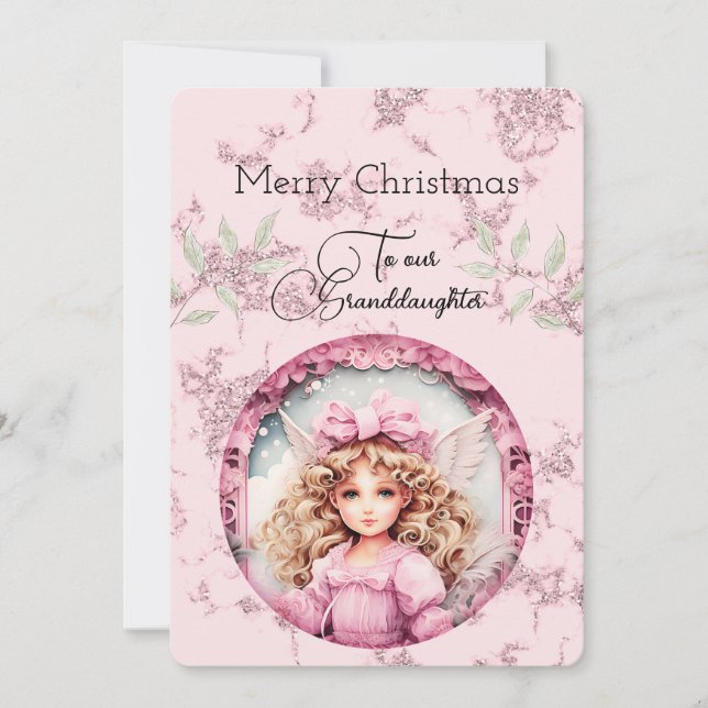 Petite-fille Blonde poupée voeux de Noël (Devant)