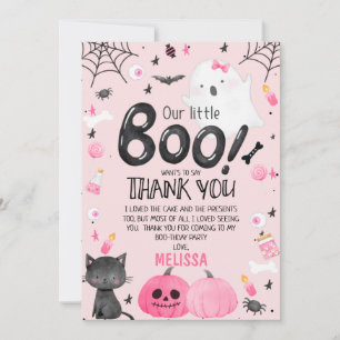 Petite fille Boo Halloween Carte de remerciements 