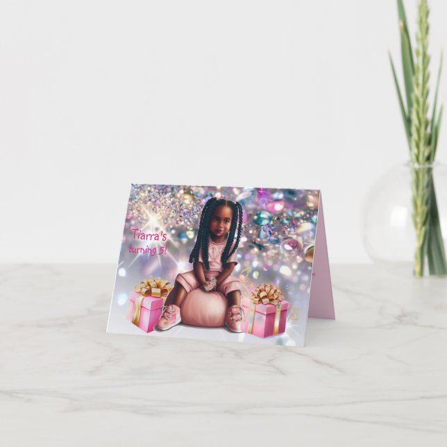 Petite fille Braids de peau Brown Invitation Anniv (Devant)