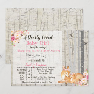 Petite fille cerf Invitation Baby shower floral