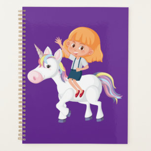 Petite Fille Chevauchant une Licorne Magique Avent