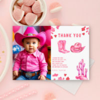Petite fille cow-boy Fête d'anniversaire Merci
