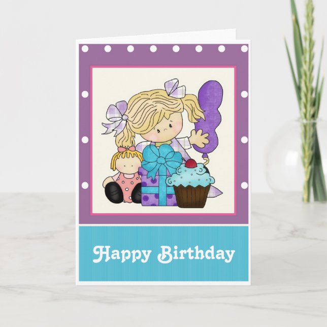 Petite fille Cupcake Personnaliser Bonne carte d'a (Devant)