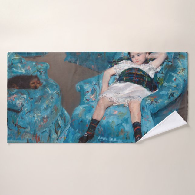 Petite fille dans un fauteuil bleu, Cassatt (Serviette de bain)