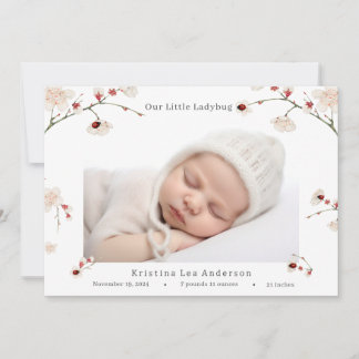 Petite fille de coccinelle Faire-part de naissance