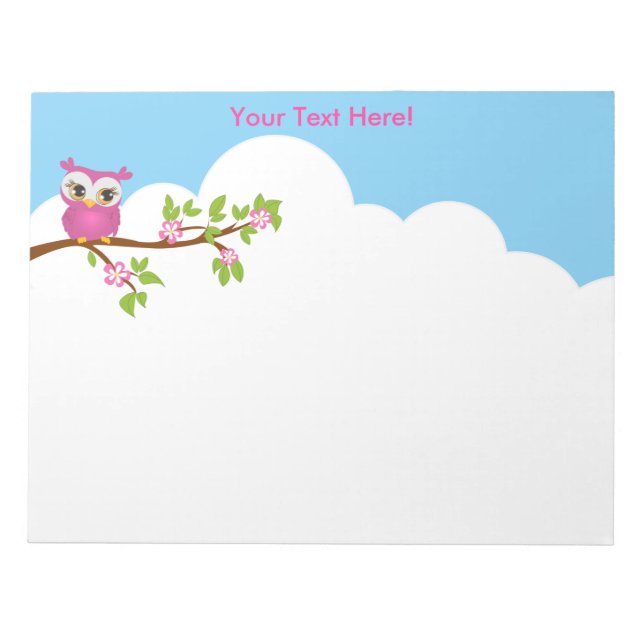 Petite fille de hibou sur un Bloc-notes de branche (Devant)