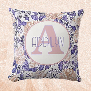 Petite fille douce coussin floral personnalisé