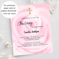 Petite fille douce rose florale Invitation Christe
