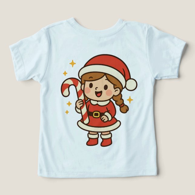 Petite fille du Père Noël avec canne de bonbon (Design Verso)