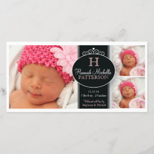 Petite fille Faire-part de naissance photo Monogra