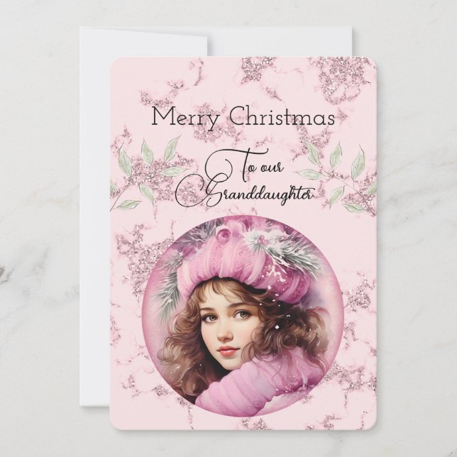 Petite-fille Fille aux Cheveux Bruns Vœux de Noël (Devant)
