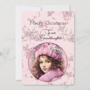 Petite-fille Fille aux Cheveux Bruns Vœux de Noël