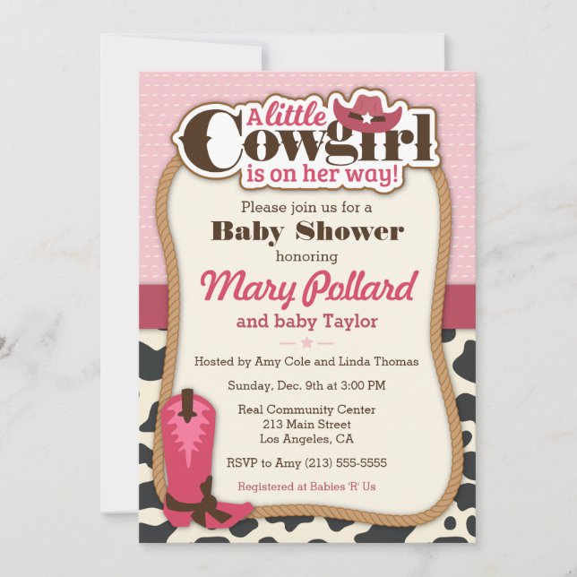 Petite fille fille moderne Baby shower Invitation (Devant)