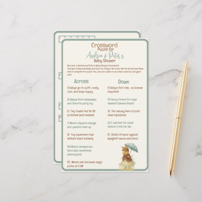 Petite fille Grotte rustique Baby shower mot-clé (Devant/Arrière en situation)