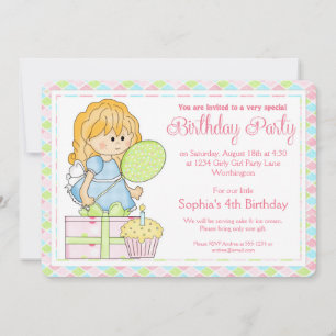 Petite fille Invitation de fête d'anniversaire fil