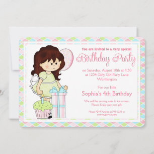 Petite fille Invitation de fête d'anniversaire fil