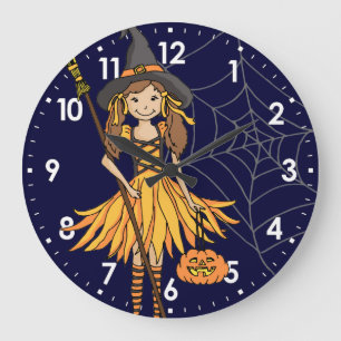 petite fille mignonne horloge murale halloween
