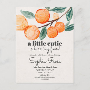 Petite fille orange mignonne invitation d'annivers
