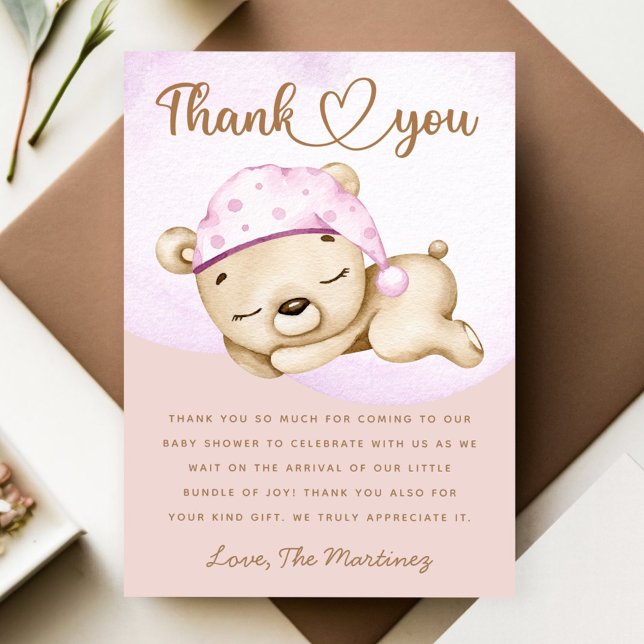 Petite fille ours carte de remerciements (Créateur téléchargé)