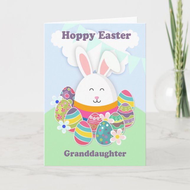 Petite-fille, Pâques Vermeuse Avec Lapin, Carte (Devant)
